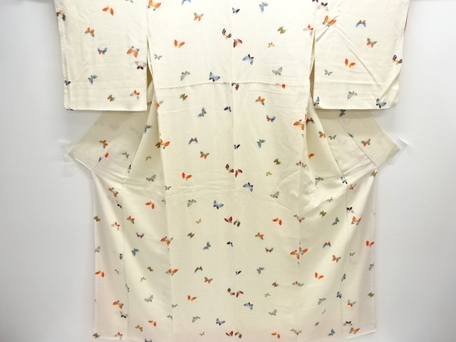 JAPANESE KIMONO / KOMON / CHIRIMEN / BUTTERFLY & DOTS